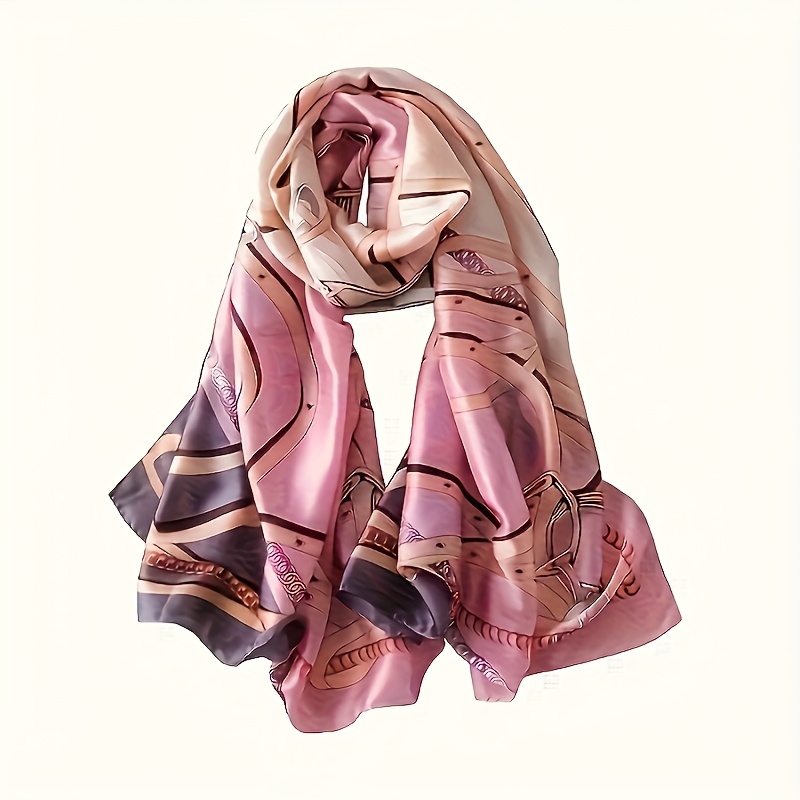 E-shop Bohemian-Stil 100% Seide rosa Damenschal – inelastisch, , bedruckter Chiffon-Schal – winddicht, warm atmungsaktiv, ideal für Ausflüge, Reisen