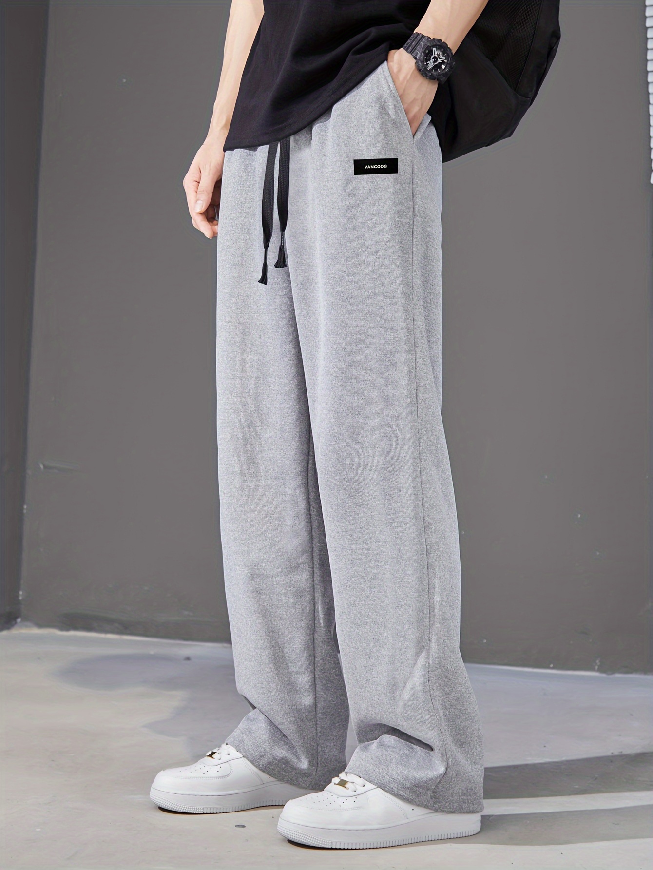 Wide Hips Trousers For Guys With Big Thighs Solid Wide Leg Pants