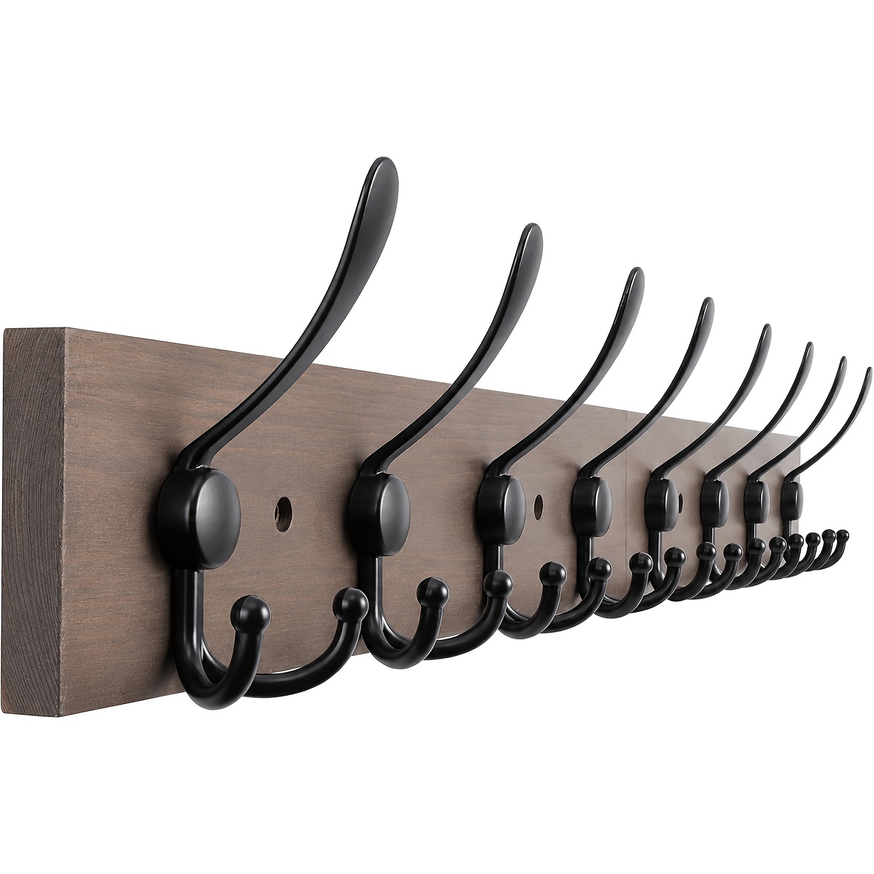 Image of Wall-mounted Coat Rack In Burnt Brown, Featuring Rustic Hooks Suitable For Coats, Hats, And Towels In Your Bathroom Or Living Room