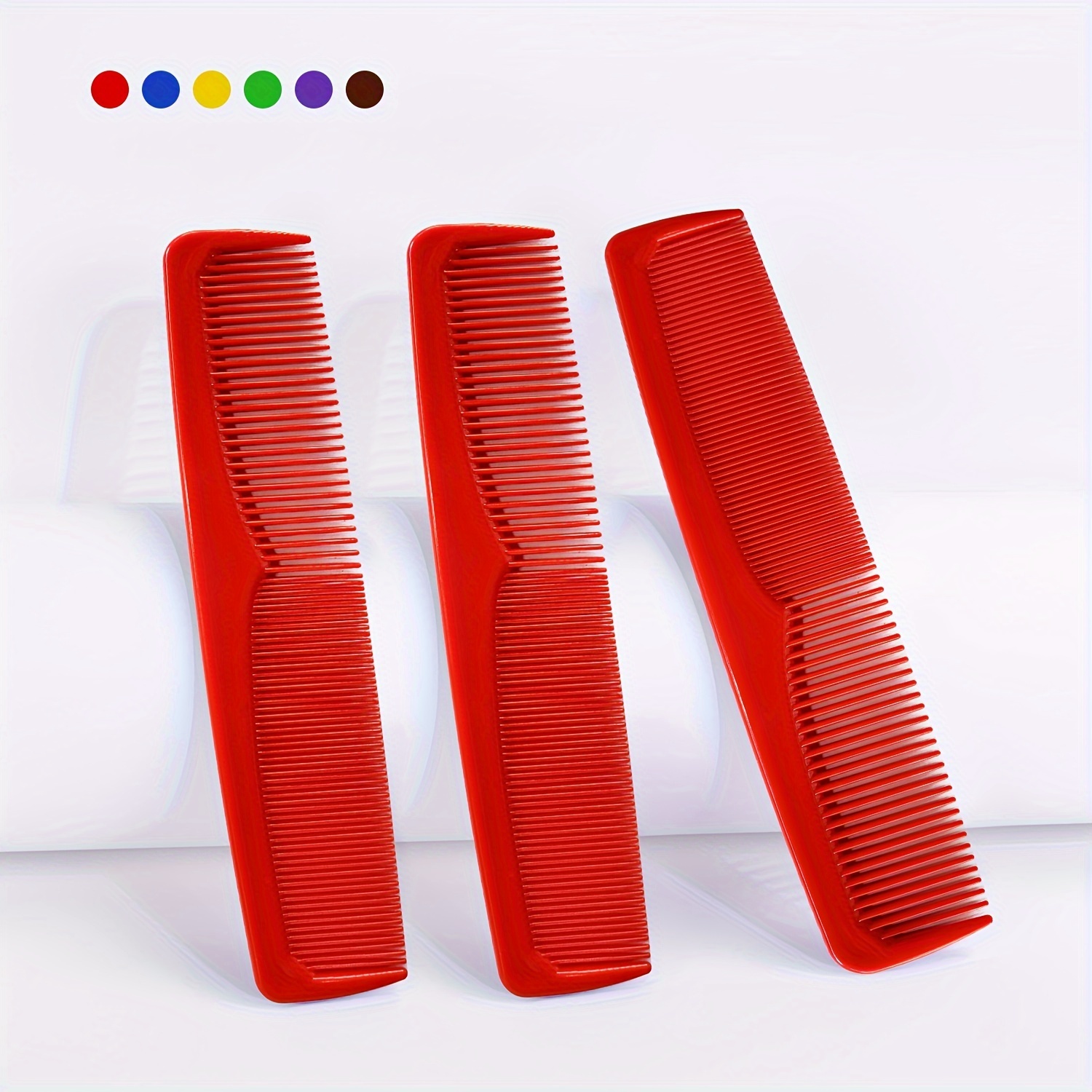 

3-pack Of Colorful Thick And Thin Toothed Double-sided Combs For Normal Hair Types - Plastic Brush Heads And Abs Plastic Handles