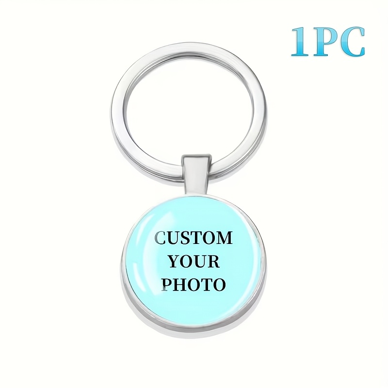 TEMU [Personalizzazione] 1pc Portachiavi Personalizzato con Foto e Ciondolo in Vetro con Pietra Preziosa e Orologio, Regalo di Moda Personalizzato.