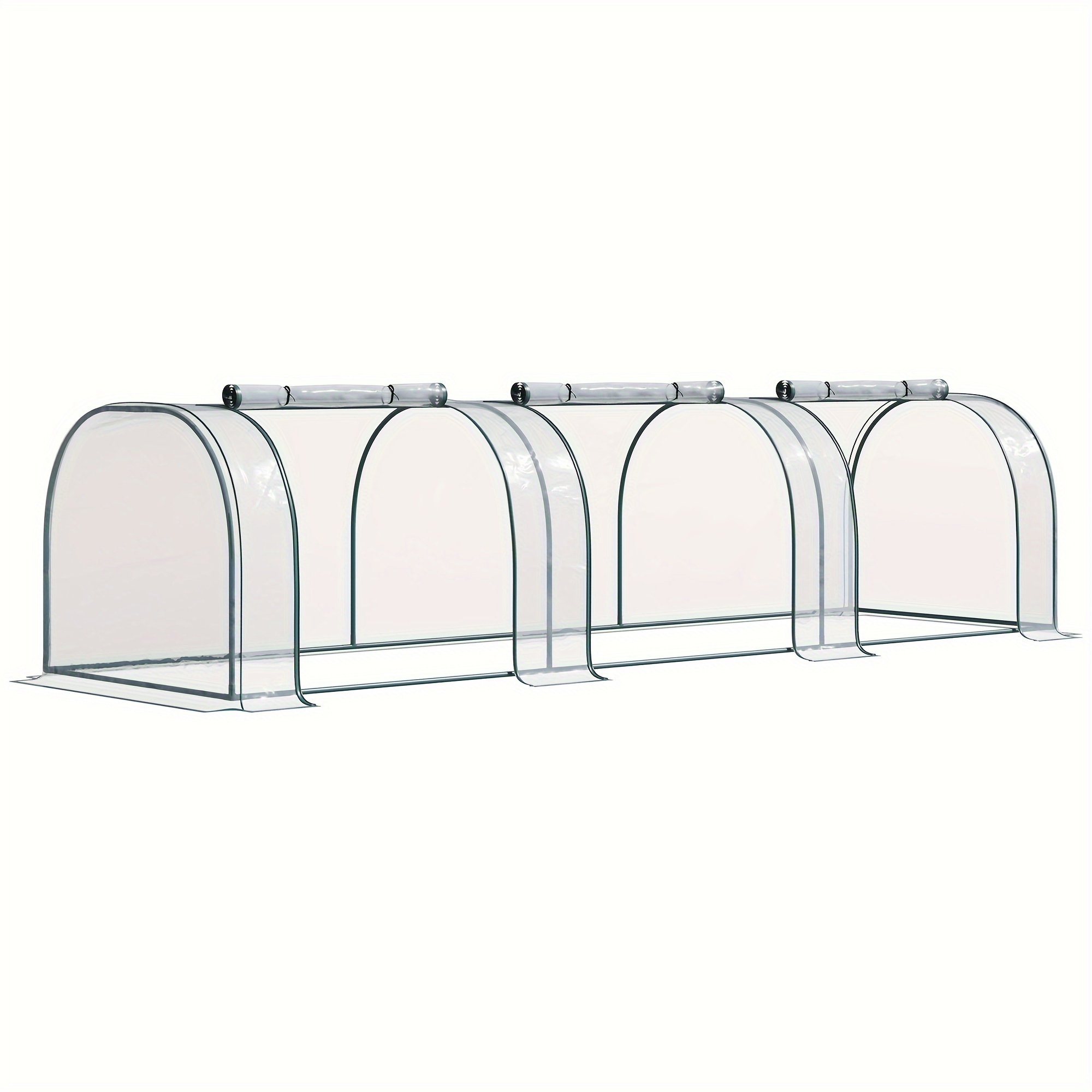 

11' X 3' X 2.5' Mini Greenhouse, Portable Tunnel Green House With Roll-up Zippered Doors, Uv Waterproof Cover, Steel Frame, Clear
