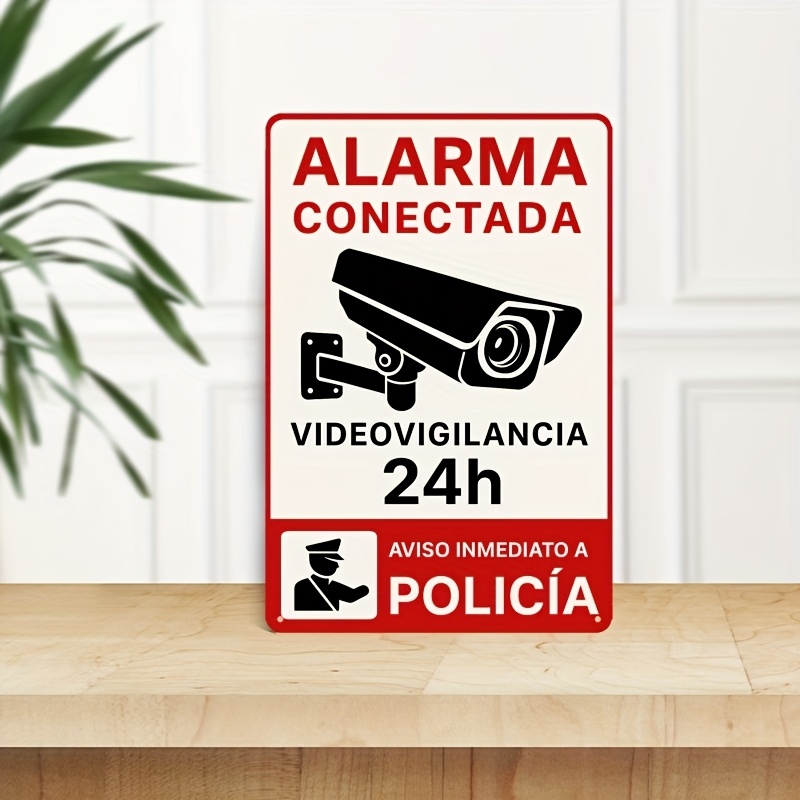TEMU 2D, [ 2D] 1 Letrero de advertencia acrílico de estilo español – 7.8" X 11.8" | Letrero de pared para cámara de vigilancia "ALARMA " | Adecuado