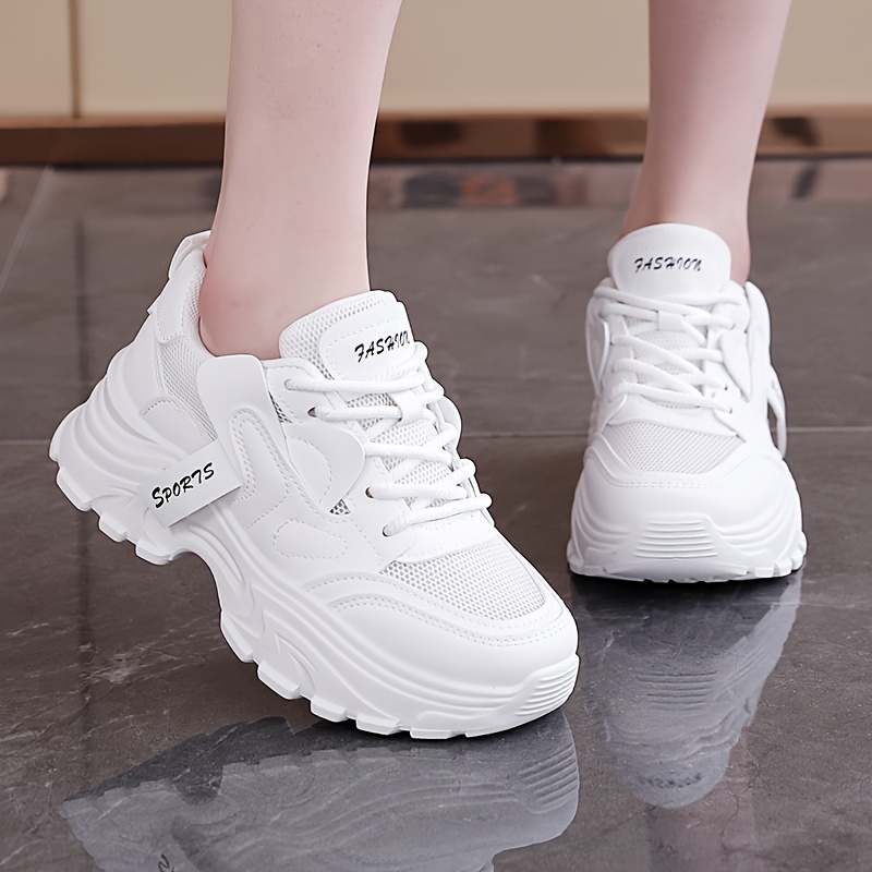 women's breathable running sneakers lace chunky platform Temu