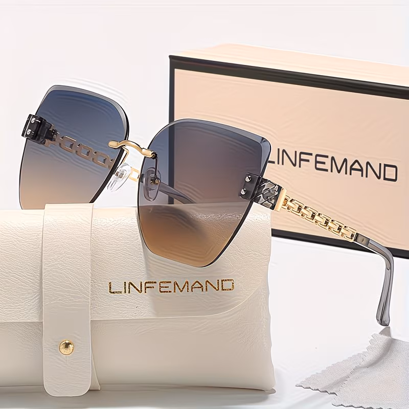 frameless cat eye womens fashion glasses luxury gradient visor driving holiday gift Product details 5