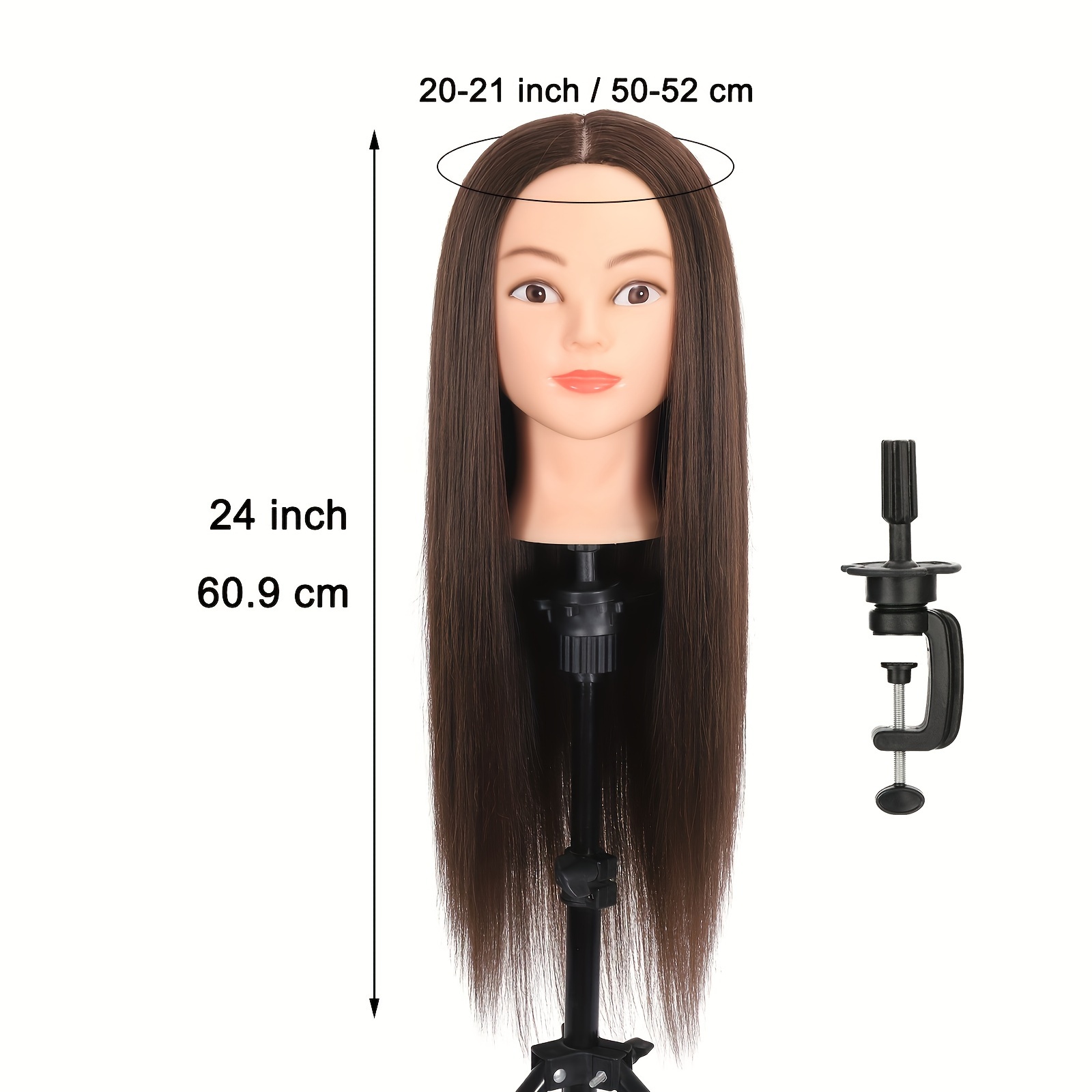 Plplaaoo Langhaar-Schaufensterpuppenkopf Hellbraun – Für Haarstyling, Friseur-Übung, Großes Haarvolumen