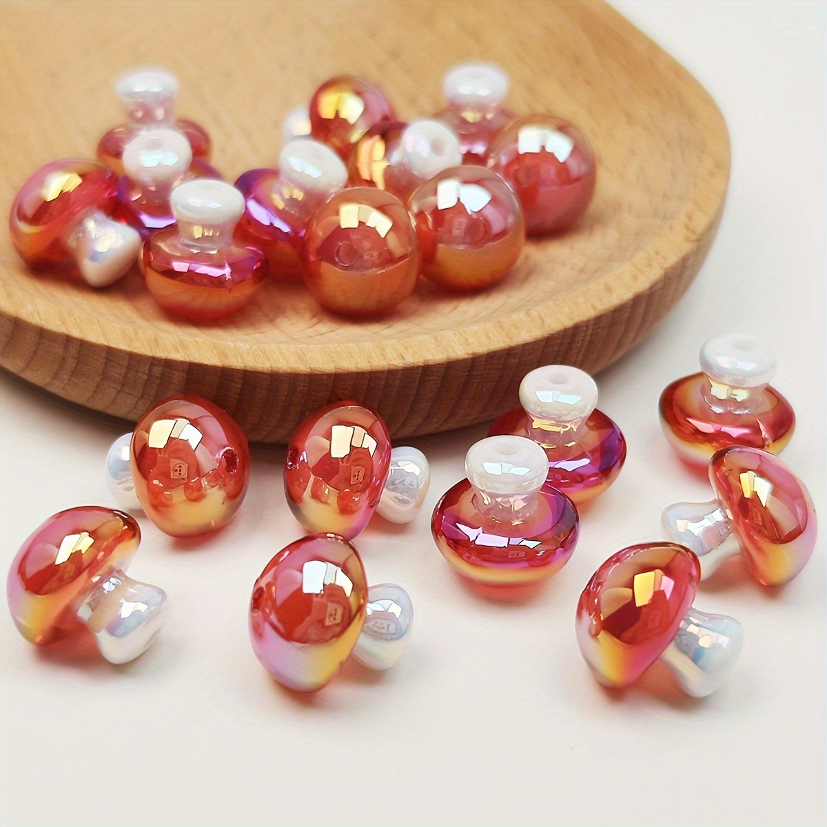 

Mushroom-shaped Acrylic Beads 10/20pcs, Red Iridescent Finish, For Diy Jewelry Making, Necklaces, Earrings, Charm Bracelets & Phone Chains, Casual Themed Decorative Bead Set