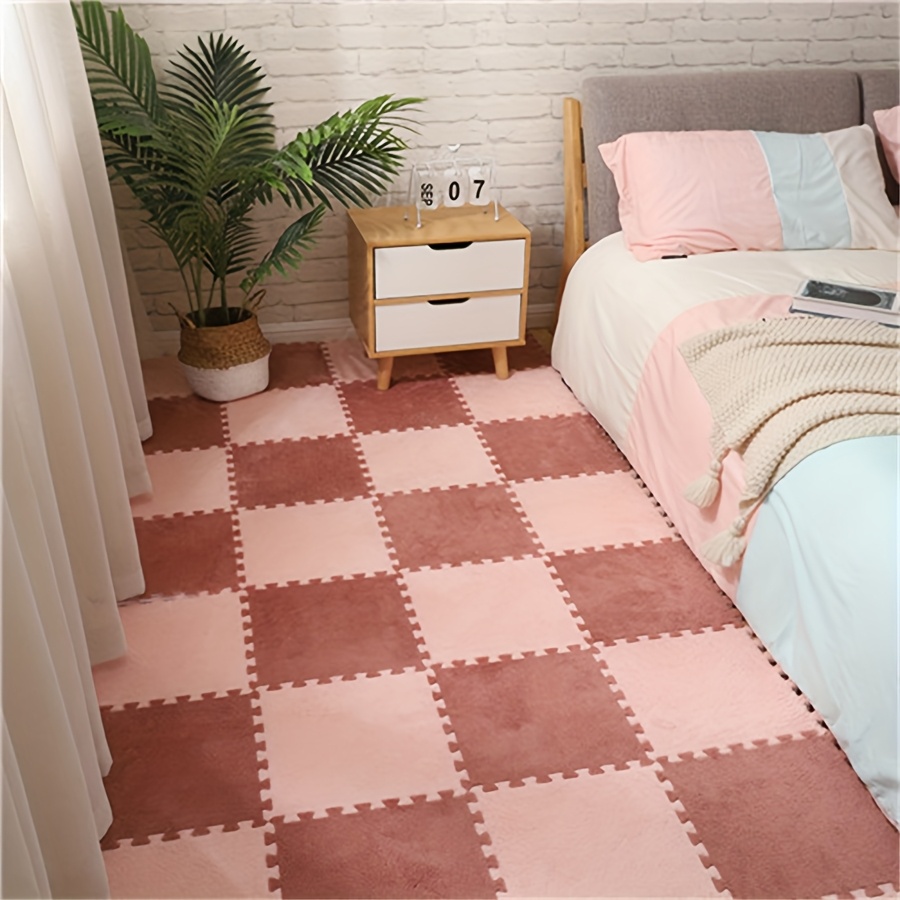 Dalles De Moquette Emboîtables 40 Pièces, Tapis De Sol en Mousse Puzzle, 0,39 Pouce D'épaisseur, Salon, Chambre à Coucher, Salon, 11,8 Pouces(Color:Vert+ Beige