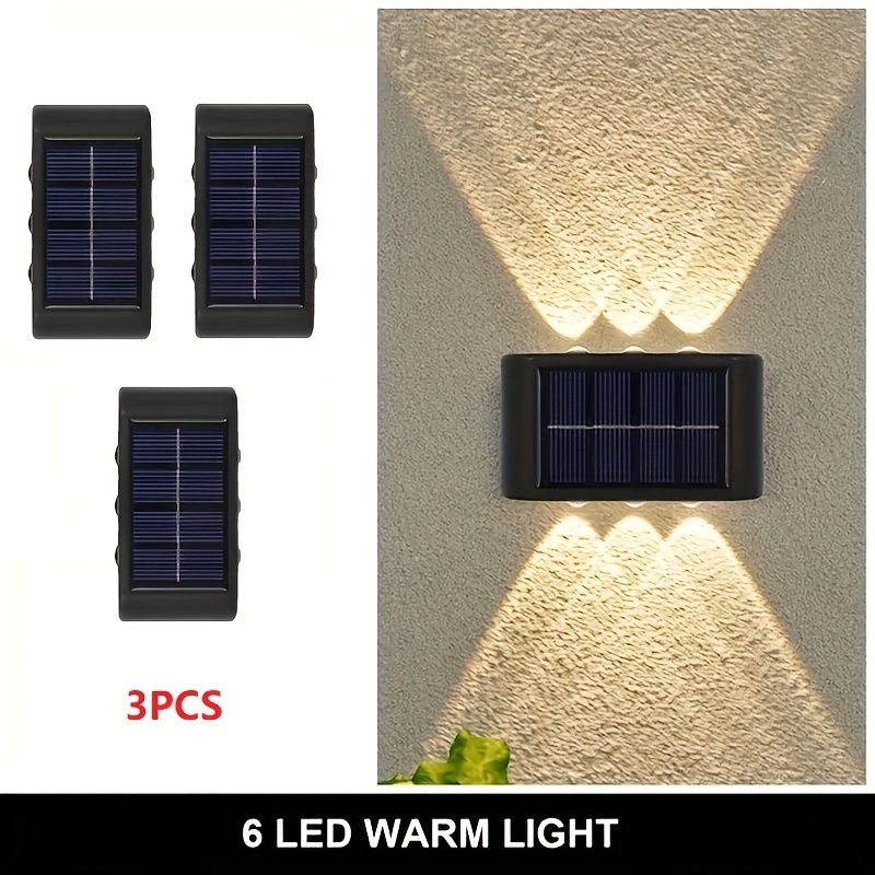 TEMU 3pcs New 6-led Solar Light-sensitive Self-lit, Bright Garage Light, Convex Mirror Lighting, , Suitable For Yard/lawn/garden Solar Outdoor Lights