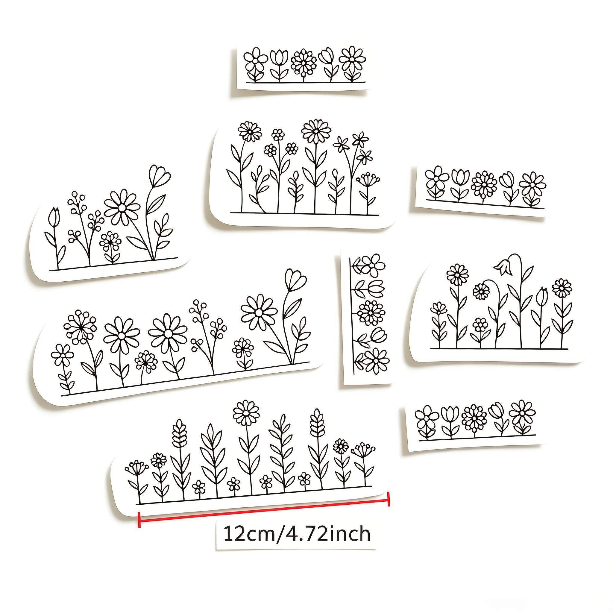TEMU Ensemble de 9 pièces, ensemble de de broderie auto-adhésifs solubles dans , motif d'aide à la couture à , convient aux débutants, applicable aux