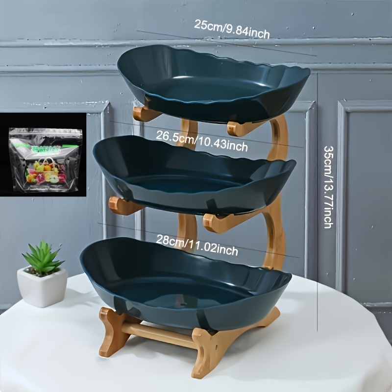 TEMU 3-layer Wooden Fruit And Vegetable Basket With Wooden Legs Versatile Kitchen Storage Basket, Suitable For Refrigerator Storage, Perfect For