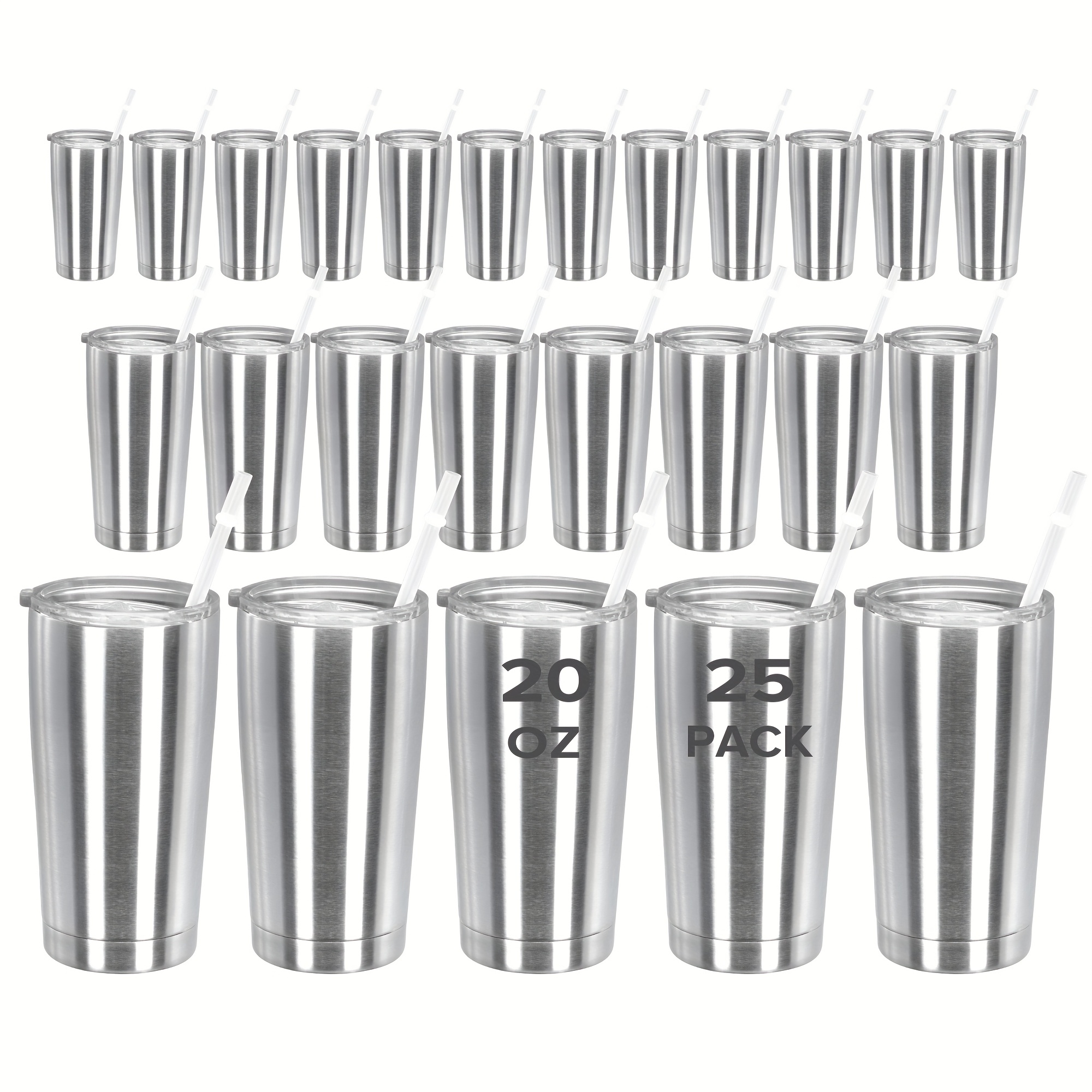 

25pcs, 20oz Stainless Steel Vacuum Insulated Double Wall Travel Cup, Walled Insulated Coffee Cup, Insulated Cup With Proof Sliding Cover And Straw