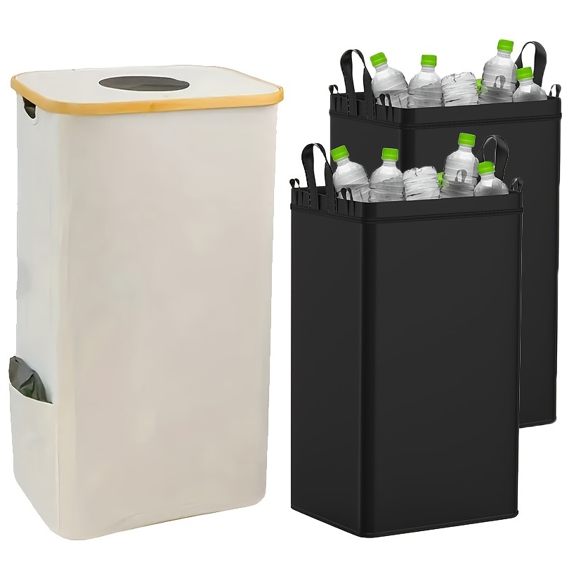 

Boho-chic 100l Kitchen Recycling Bin With Lid - Detachable, Large Capacity Waste Bin For Home Use, Includes Reusable Bags