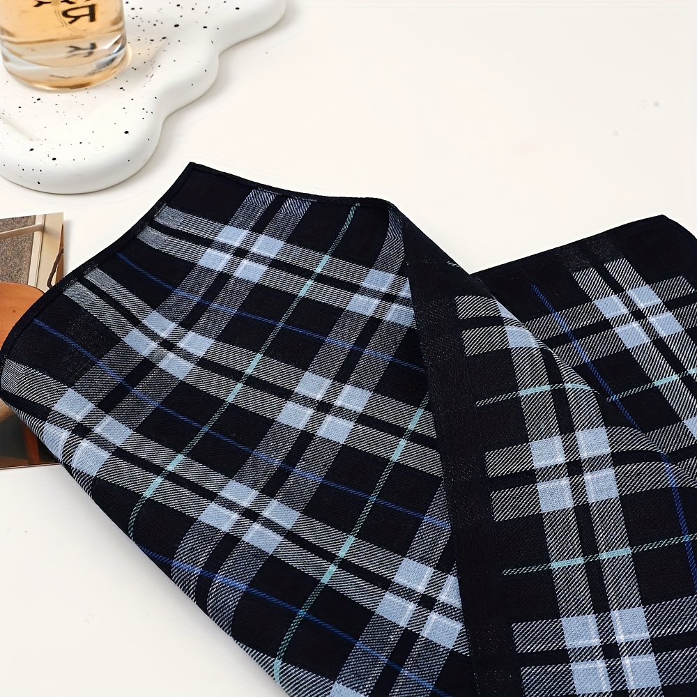 Men's Elegant Plaid Design Handkerchief, Multi-Color Options