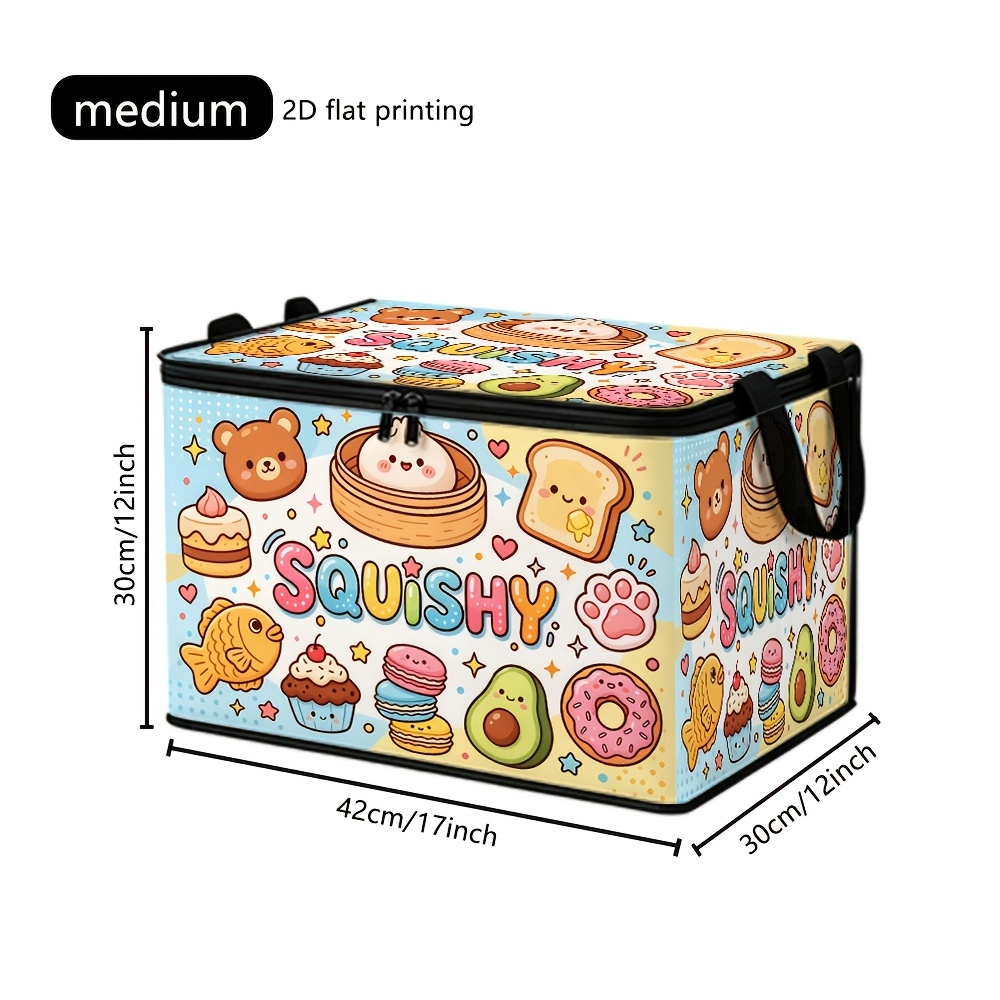 TEMU 1pc Cute Pop Press-and-fold Storage Box, With Zipper Lid, Foldable Box Suitable For Book Organization, Underbed Storage, Office And Home