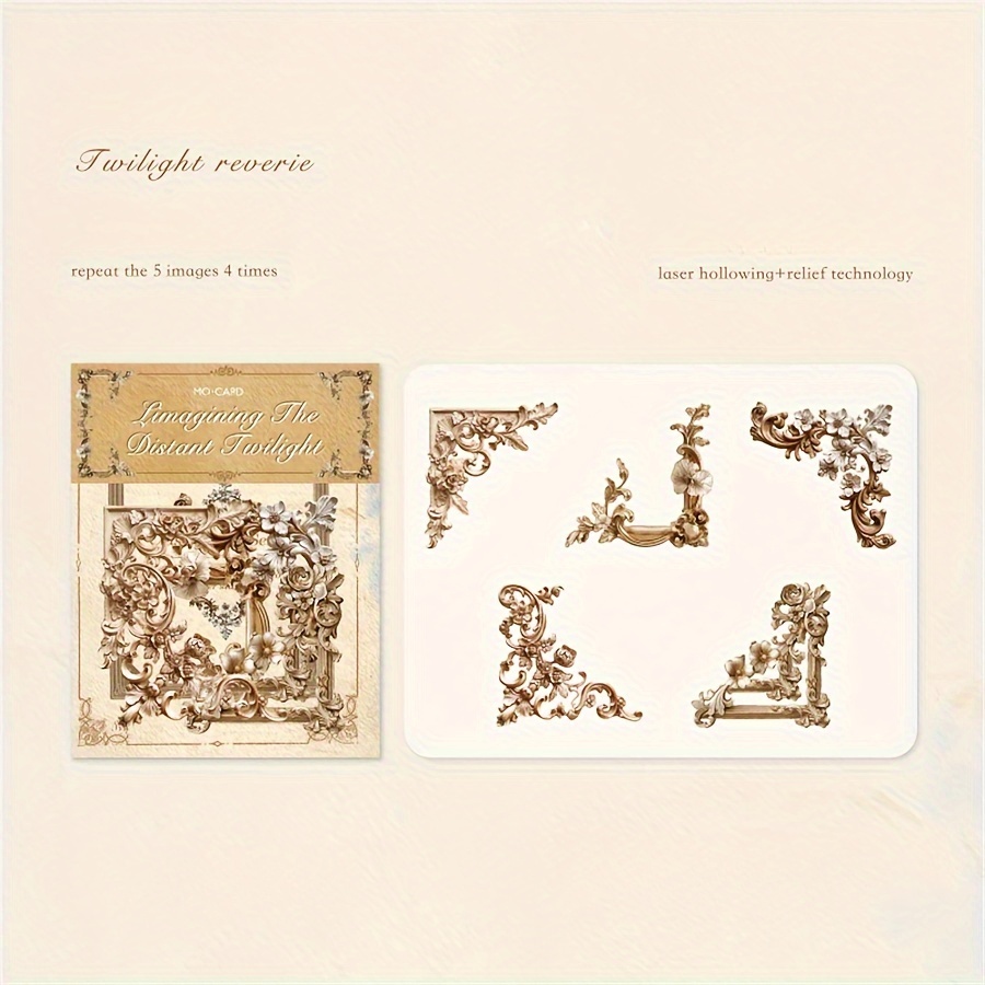 20pcs/pack Classical Age Series Hollow Carved Border Stickers Vintage Material Decoration