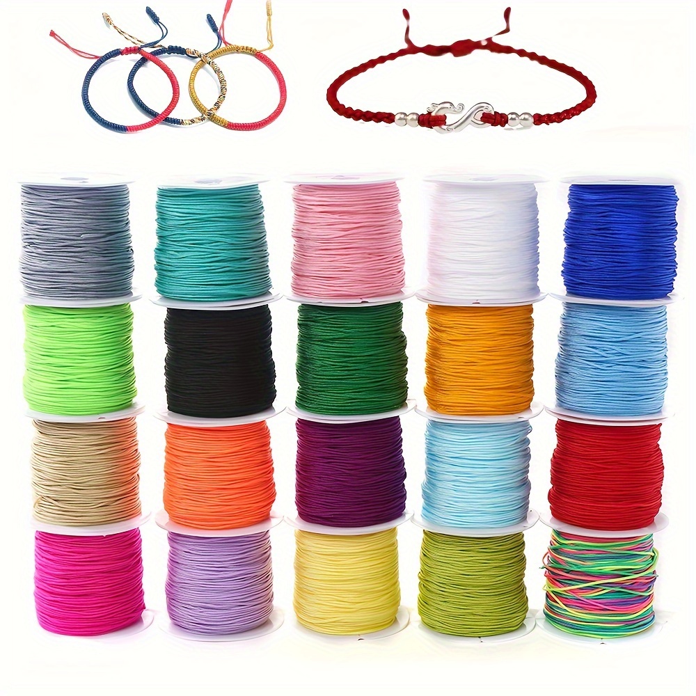 

20pcs Assorted Colors Nylon Cord - Non-stretch Beading String For Diy Bracelets, Necklaces, Wind Chimes & Phone Charms Craft Supplies