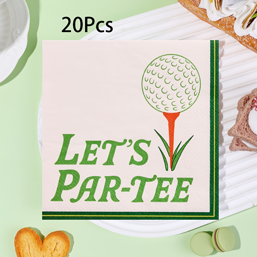 TEMU 20pcs, Paper Cocktail Napkins, 2-ply 6.5 X 6.5 Inch Disposable Dinner Napkins, For Golf Birthday Party, Golf Tournament, Sports Event, Supplies For Halloween、christmas