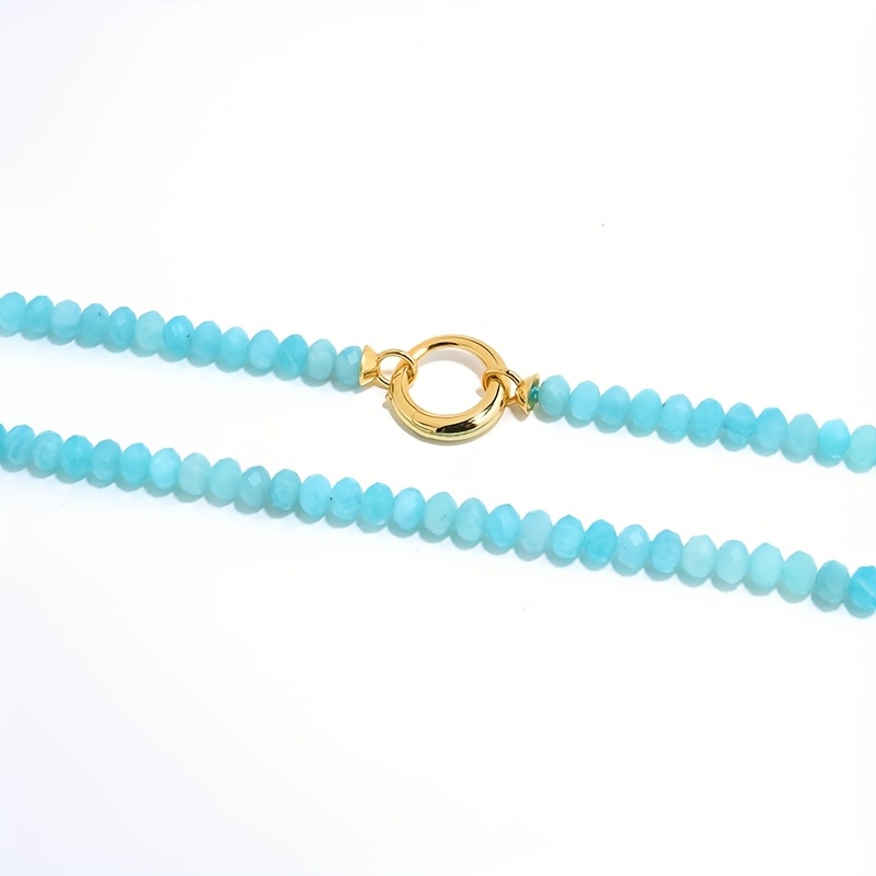 Vintage S925 Sterling Silver Amazonite Necklace with 18K Clasp