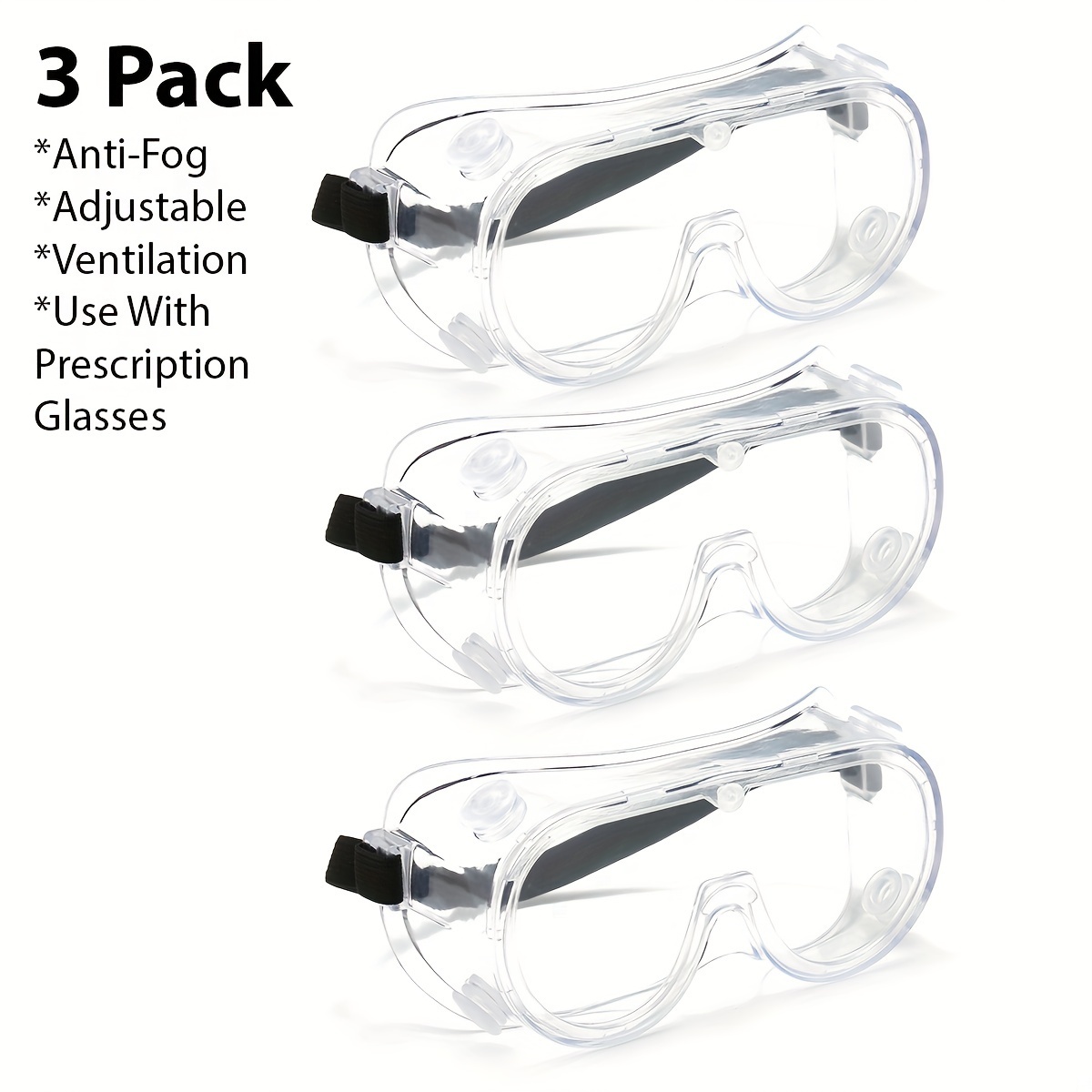 Dex Fit Safety Over Glasses SG210 OTG; Fit Over Your Eyewear, Z87 Eye Protection, Fog & Scratch Resistant, Adjustable For Women & Men, UV Protective