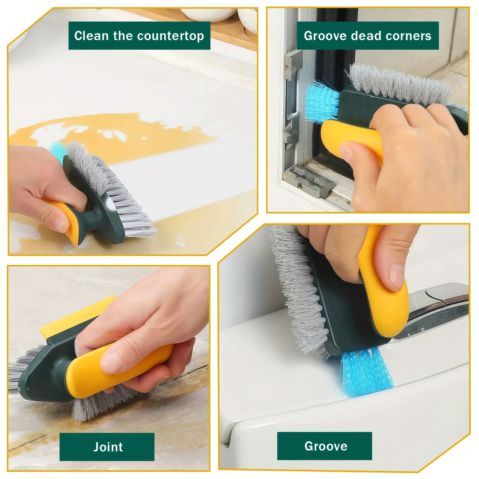 a versatile cleaning brush that can tight spaces   removes stains features bristles   sides is designed for   and is   portable and sturdy making it   cleaning bathrooms kitchens and living rooms Product details 8