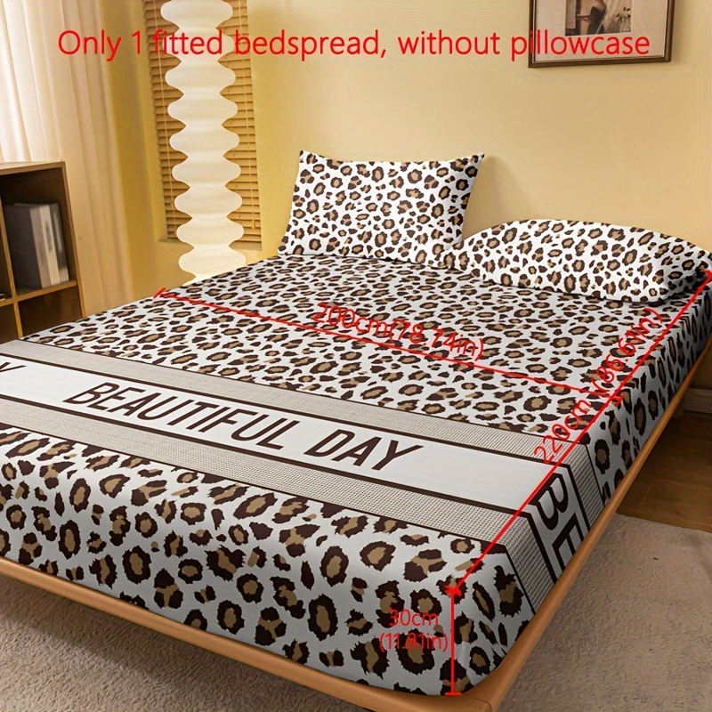 1pc Luxury Leopard Print Fitted Sheet, Soft Comfortable Brushed Bedding Mattress Cover, For Bedroom, , With Deep Pocket, Fitted Bed Sheet