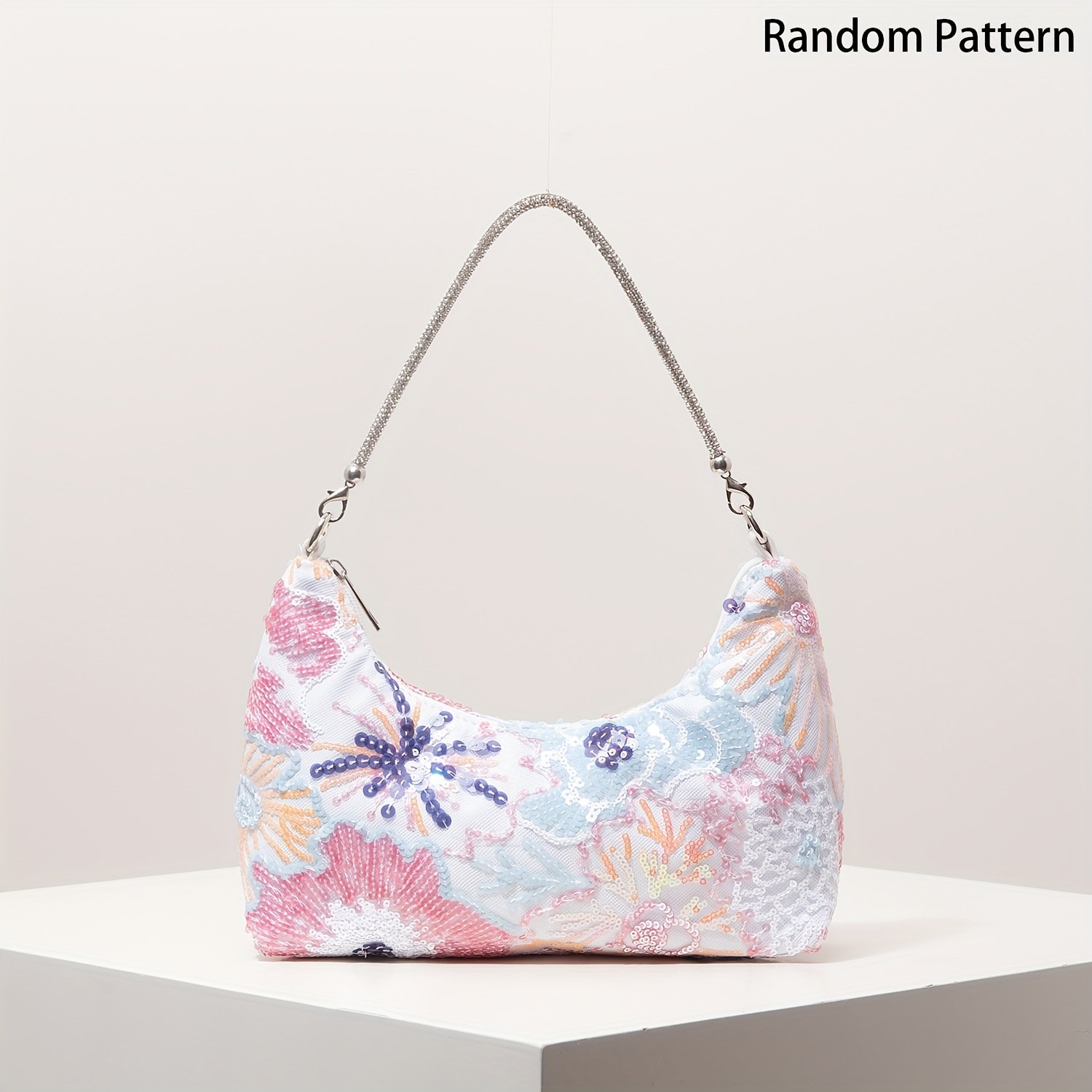 TEMU Handbag da donna gamma con paillettes, borsa a ricamata per serate eleganti e matrimoni, clutch lussuosa per abiti formali, borsetta glitterata