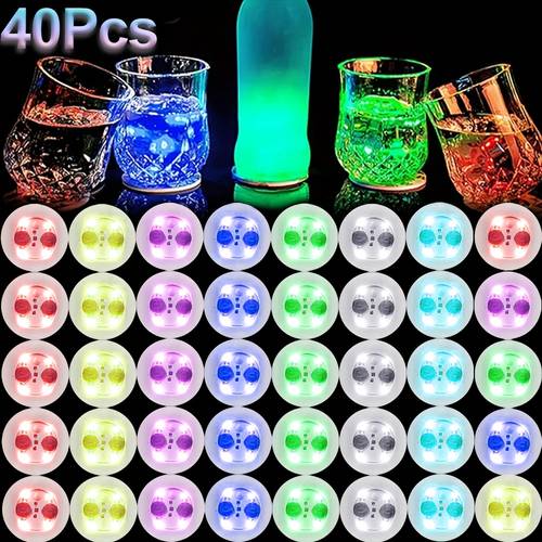 40pcs beverage cups illuminated cups colorful led coasters paper lights led bottle lights are suitable for decorating wine bottles water bottles clubs dance parties and weddings