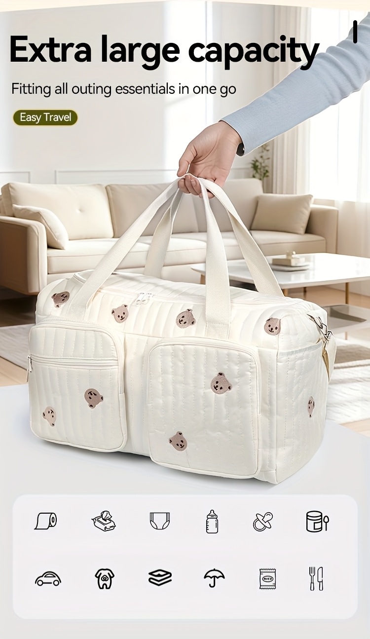 Bolso de Hombro para Mujer | Bolso de Pañales Espacioso y Lindo, Bandolera para Sujetar al Bebé, Bolso de Pañales Extragrande, Amplio y Duradero | Bolsillos Laterales Delanteros de Fácil Acceso, Almacena Pañales, Toallitas Húmedas, Botellas | Ideal para Viajes, Salidas Diarias, Regalo Perfecto, Bolso para Padres Recién Nacidos, Bolso Interior para Almacenar |