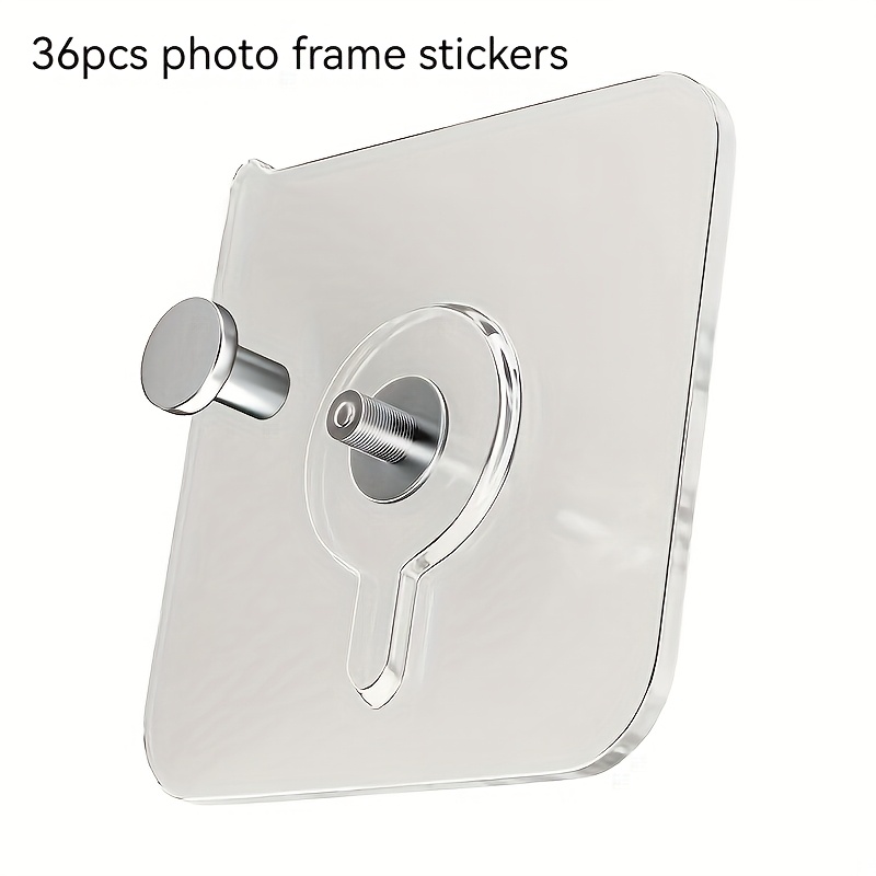 Image of 36 Self-adhesive Picture Hooks: No Drilling Required, Traceless Photo Frame Nails, Suitable For Photos And Posters - Strong Adhesive Hooks For Wall Decoration