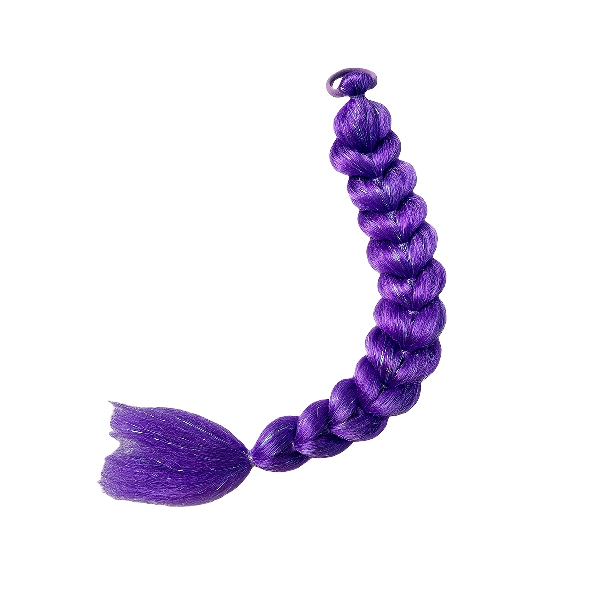 E-shop Synthetische Faser Lila Einzelzopf-Perücke, Hitzebeständiges Fasermaterial, Haarband-Accessoire, 1 Stück