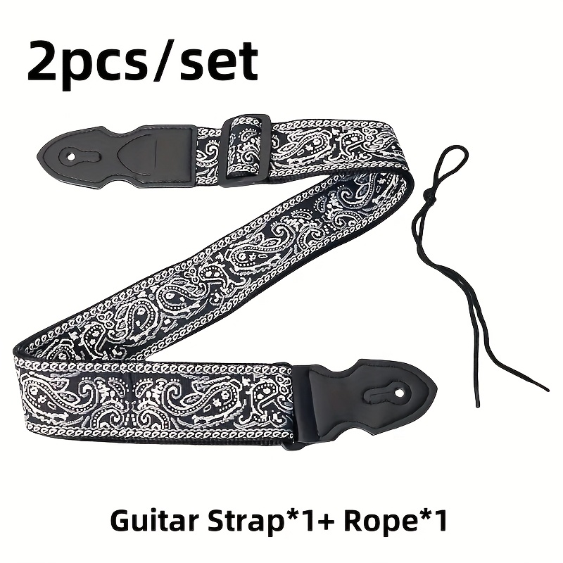TEMU 2pcsset Embroidered Guitar Straps Thickened And Widened Straps For Guitar  Lute And Other Instruments Bohemian Style Guitar Straps
