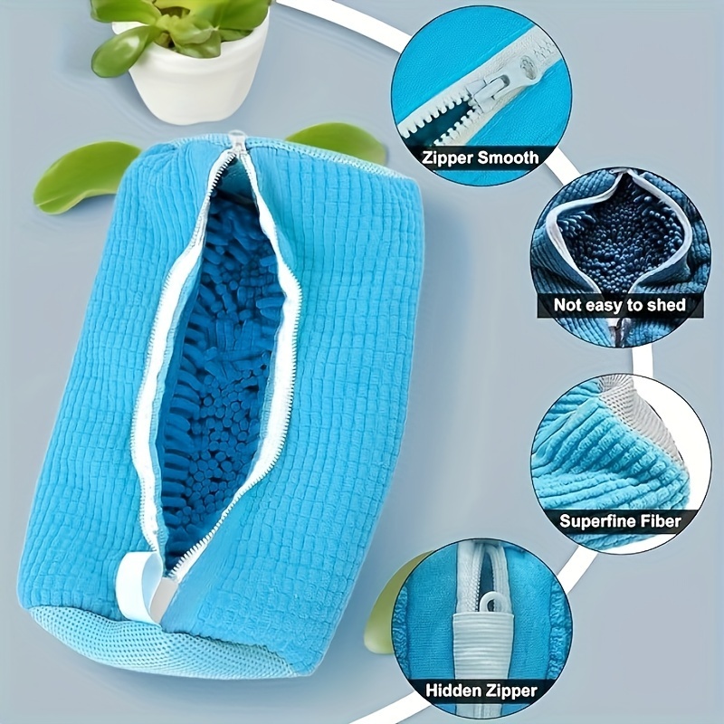 2-pack   over-sized wasmachine schoen tassen, polyester anti-deformatie schoenen was tassen met rits sluiting, geweven ovale schoen waszakken voor huishoudelijk gebruik 2