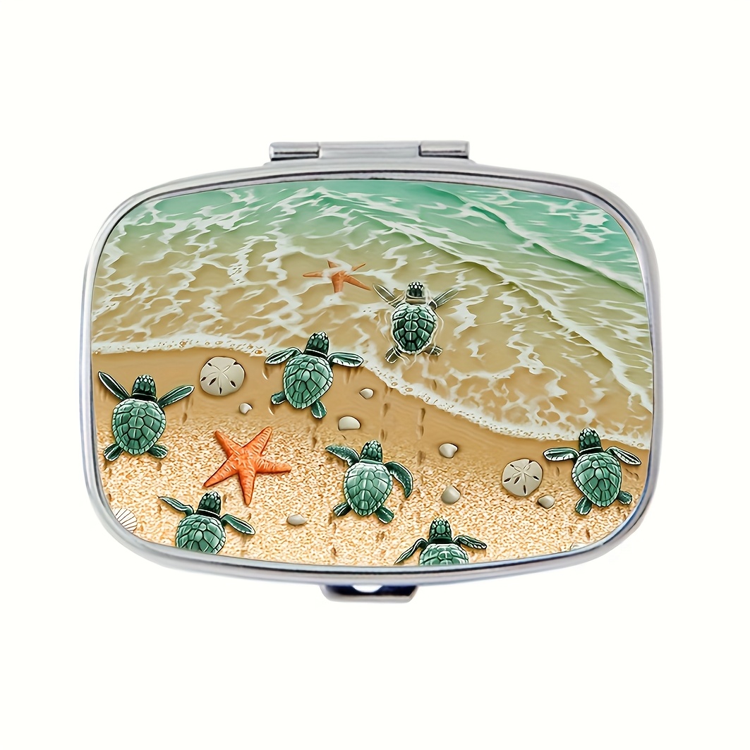 1pc Pattern Medicine Box - Stylish And Design, Double-layer Partition Medicine Organizer, Portable Rectangular Vitamin Storage Box, Suitable For Handbags And Travel, In Pocket For Convenient Storage