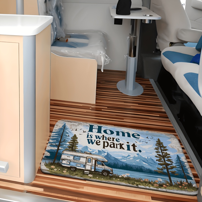 TEMU 2d Flat Printing Flannel Material Door Mat, Flannel Rectangular Entrance Rug With 10mm Thickness And 500g/m², Rv Mats Rv Camping Mat Machine
