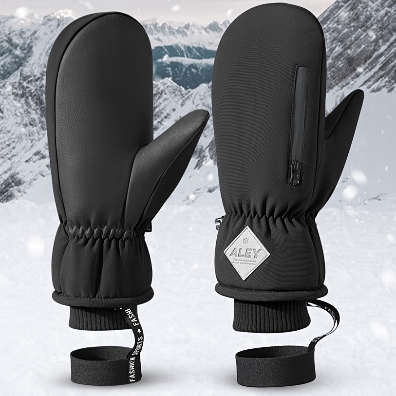 Men's Anti-slip -lined Professional Outdoor Ski Gloves, Five-finger Thermal Gloves