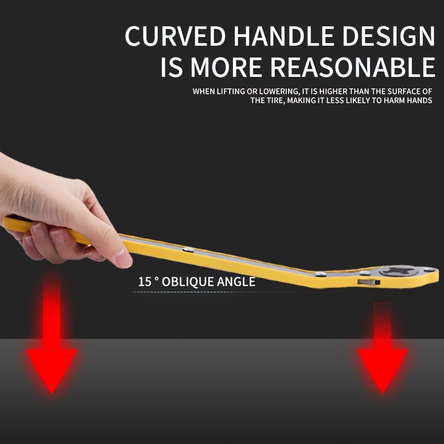 1pc Heavy-Duty Metal Tire Jack Wrench with 360? Rotating Knob, Rust Resistant Long Handle Scissor Jack for Motorcycles, SUVs & Vehicles - Effortless Disassembly & Installation Tool, Auto Workshop Essentials | Ergonomic Handle Design | Robust Construction, Tire Wrench