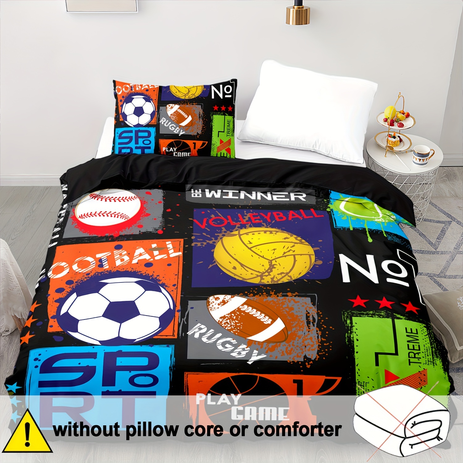 TEMU 2/3pcs Duvet Cover Set, Boys Football Sports Duvet Cover Twin, Twin Football Bedding Sets, Twin Bed Set Football, Basketball Bedding Sets Duvet