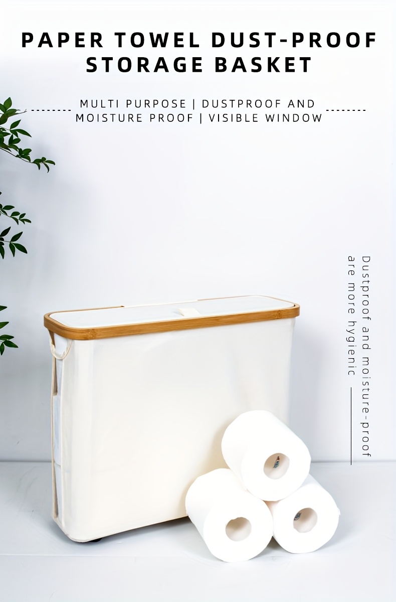 Versatile Bamboo Laundry Basket with Lid - Holds 12 Rolls, Breathable & Storage Solution for Bedroom, Bathroom & Living Room, Laundry Room Accessories, Laundry Room Accessories, Toilet Paper Storage Containers