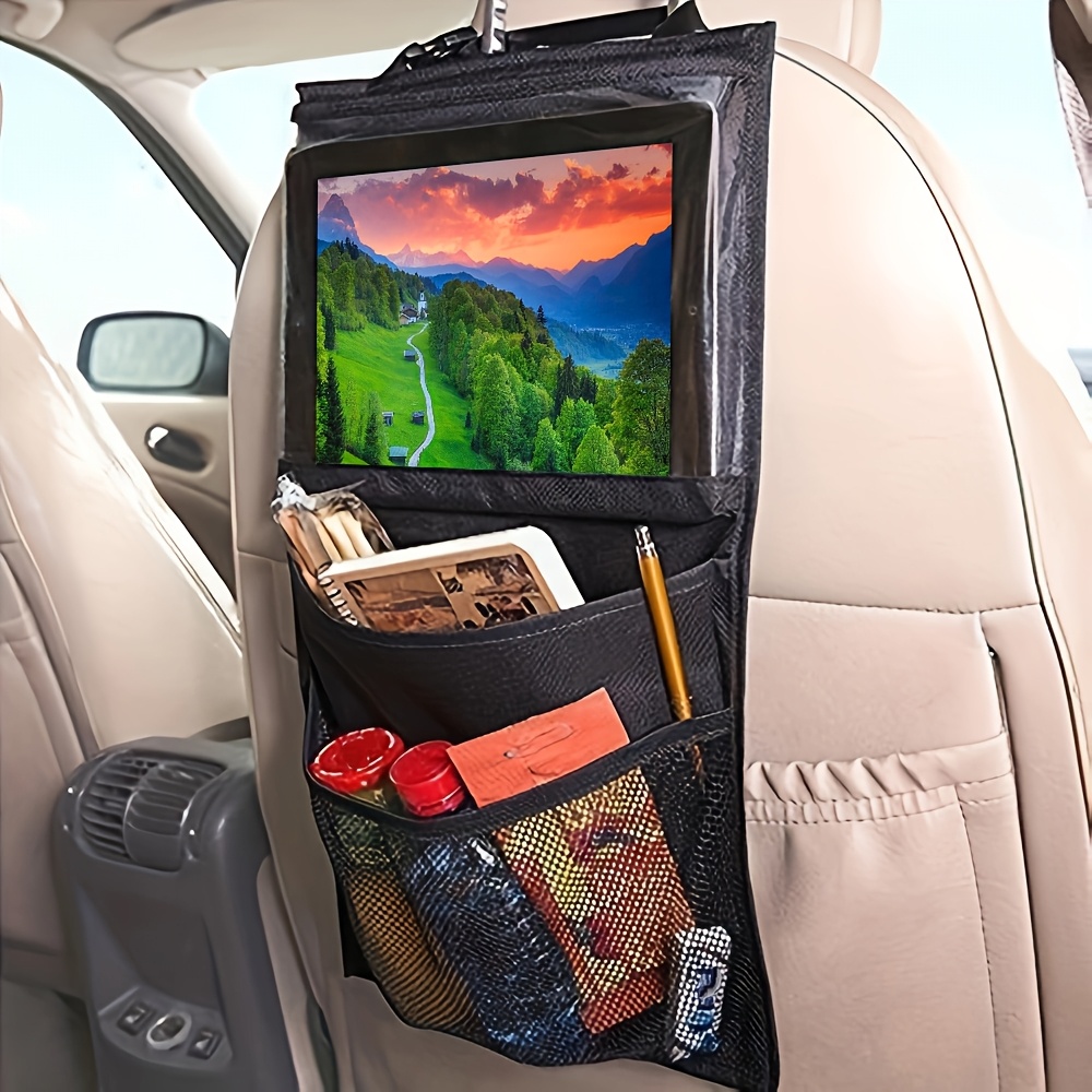 

Car Backseat Organizer With Touch Screen Tablet Holder Auto Storage Pockets Cover Car Seat Back Protectors For Trip Travel, Christmas Halloween Thanksgiving Day Gift