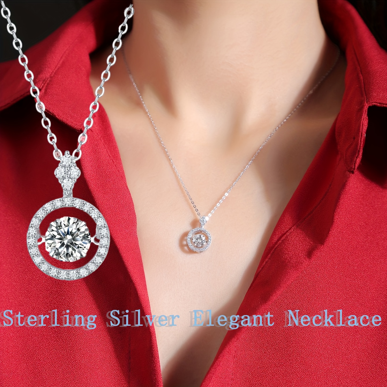 

1 Carat 925 Sterling Silver Moissanite Pendant Necklace With Diamond Necklace Business White-collar Elegant Ladies Pendant Necklace High-end Jewelry Holiday Couple Creative Headdress