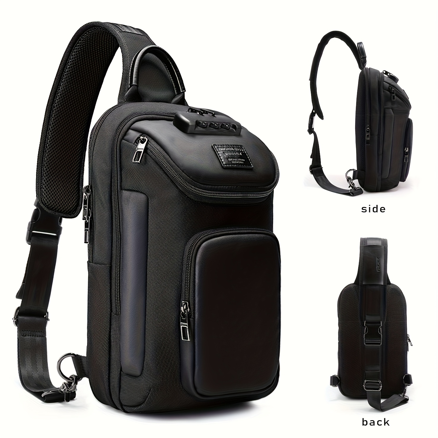 TEMU Men's Lightweight Tablet Belt Bag With 11-inch Tablet Case - Crossbody Backpack, Adjustable Strap & Zipper Compartments For Travel,, Commuting -