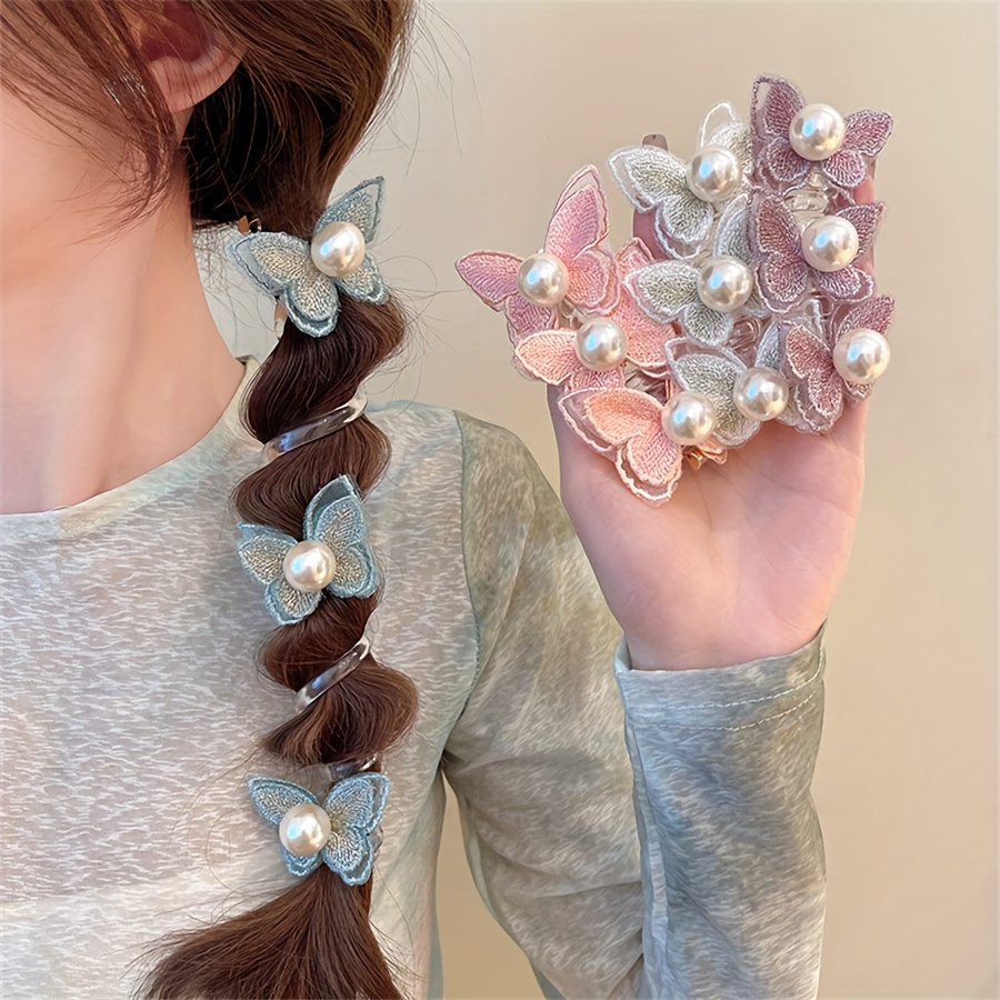 

Elegant Butterfly Bubble Braided Hair Tie - Acrylic, Spiral Ponytail Holder For Women And Girls