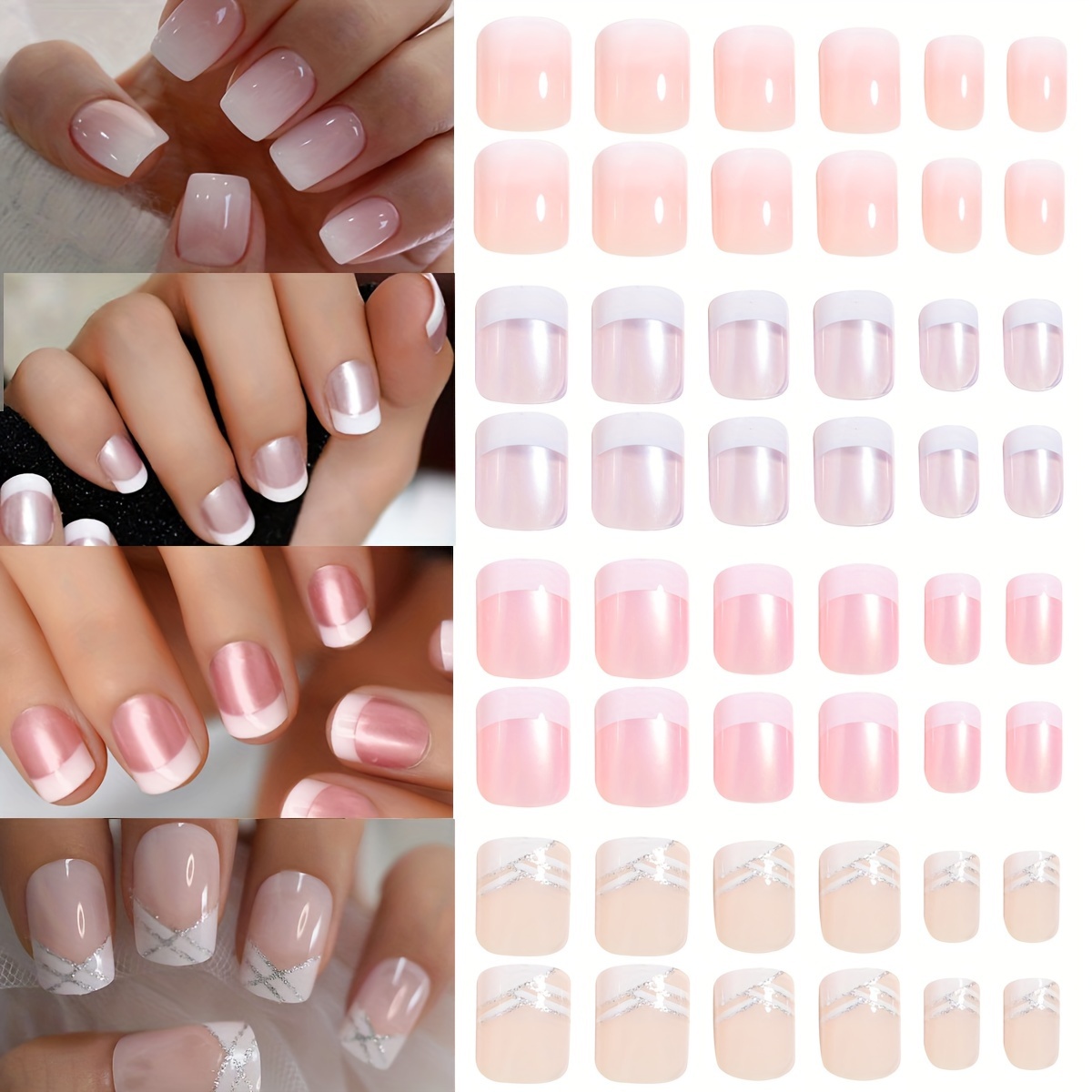 

Four-grid Box French Gradient Short False Nails