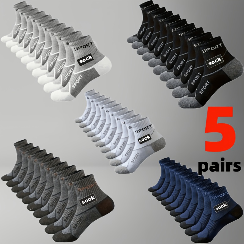 TEMU 5 Pairs Multicolor Athletic Men's Socks, Women's Socks, Mid-calf Socks, Athletic Socks, Casual Socks, Breathable Socks, Sweat-absorbent Socks,