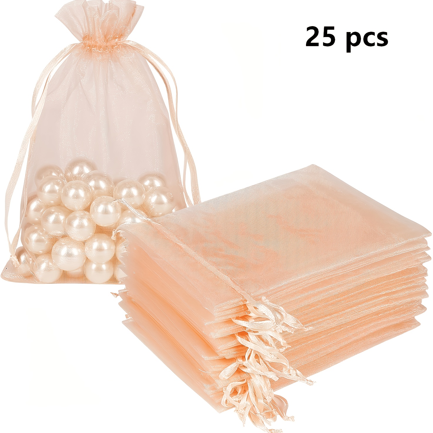 TEMU Regalo para Ella/Él 25 piezas - Bolsas de organza naranja y rosa de 15 x 10 cm, bolsa con cordón de malla