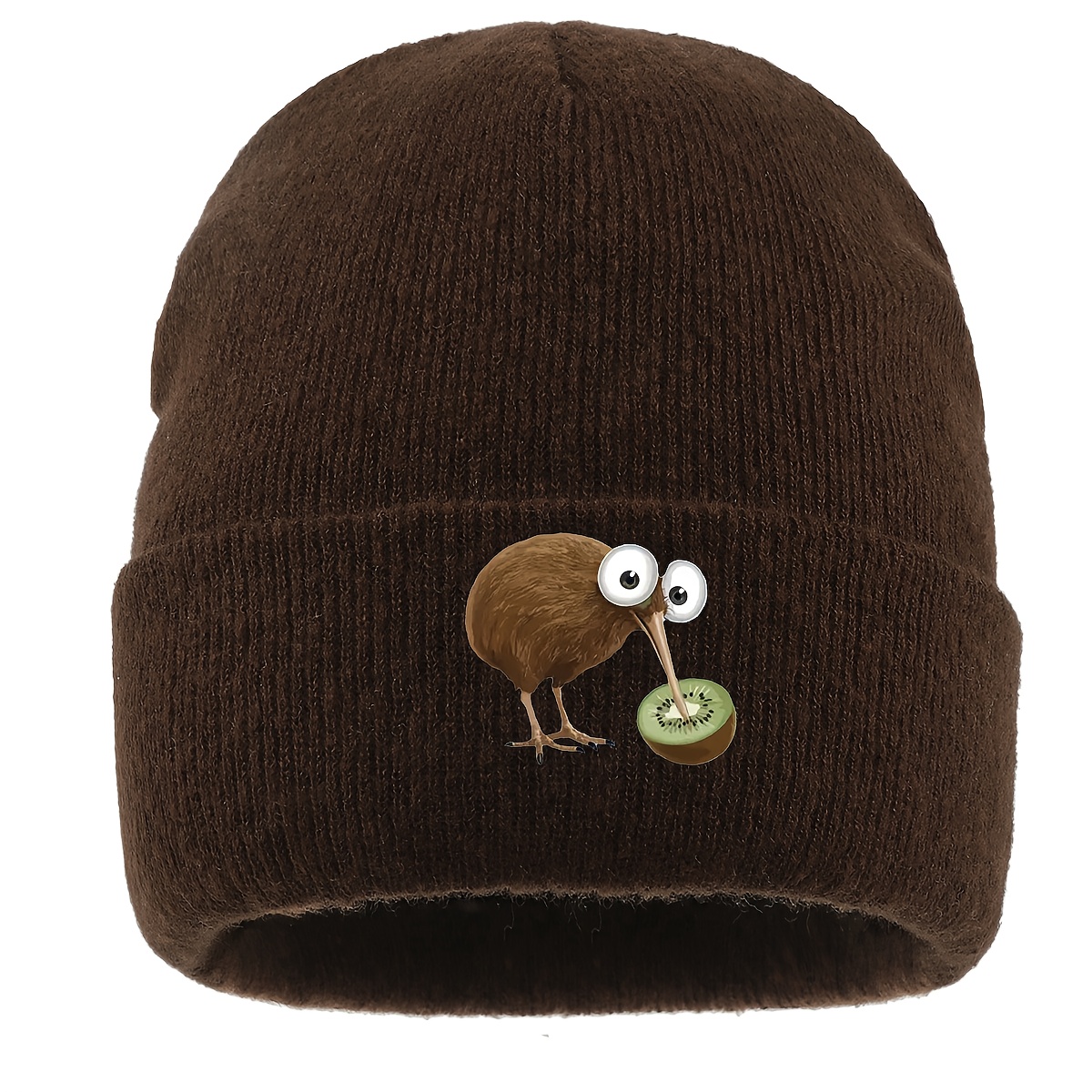 TEMU 1 Stück Kiwi-Vogel & Kiwi-Frucht Druck Beanie Mütze - Unisex Wintermütze mit Kiwi-, Leichte Warme Schädelmütze für Männer & Frauen, Elastische