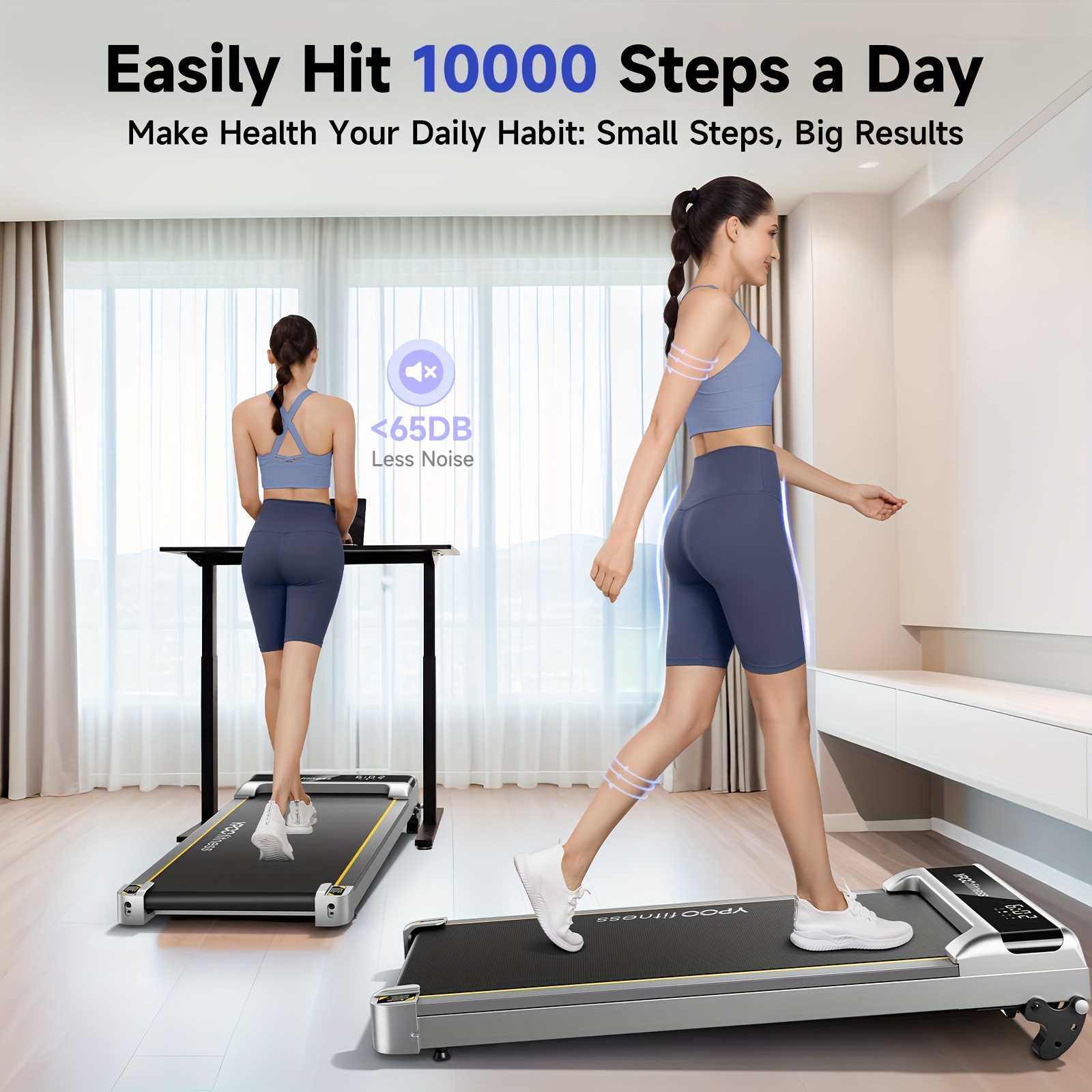 TEMU [2-in-1 Treadmill] Walking Pad With Incline, 2.5hp Under Desk Treadmill With Low , 300 Lbs Portable Treadmill With App, Compact Treadmills For