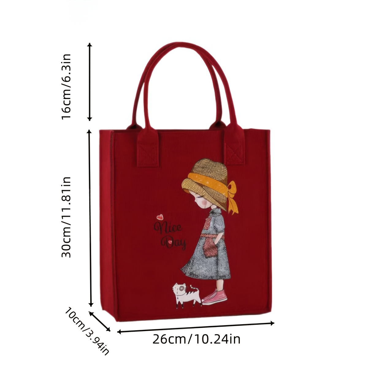 Fashion Cartoon Pattern Felt Tote Bag, Multi-functional Bag, Elegant Ladies Shoulder Bag, Foldable Design