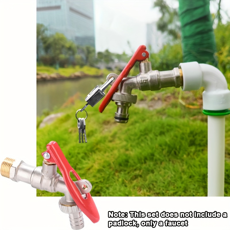 Cadenas Robinet Exterieur Robinet Laiton Verrouillable 1/2 Pouce - Pour Jardin Et Extérieur - Économie D'eau Avec Système Sécurité Robinet 1/2 Pouce - 3